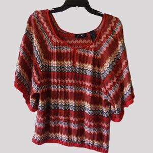 Axcess by Liz Claiborne women's top XL cotton knit, round neck with key hole,